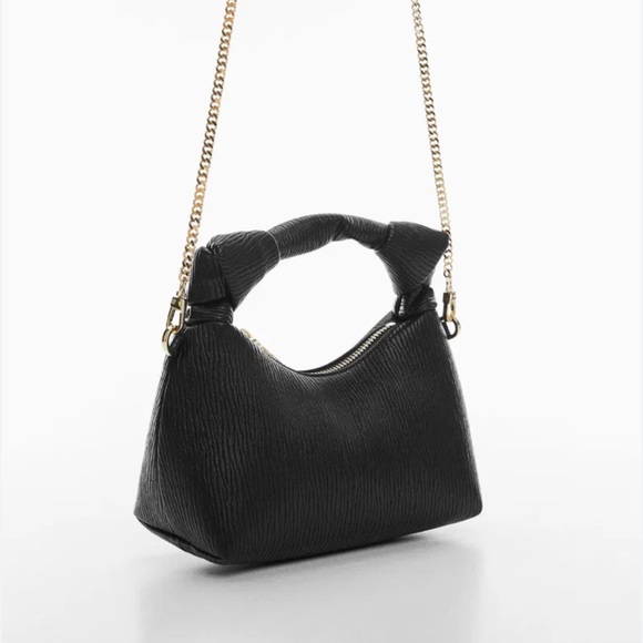 Mango Handbags - Mango Black Textured Knot Chain Bag